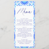 Italienische Blue Tile Baby Dusche Minimalistisch Menükarte (Vorderseite)