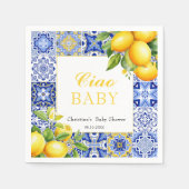 Italienische Blue Tile Citrus Lemon Babydusche Serviette (Vorderseite)