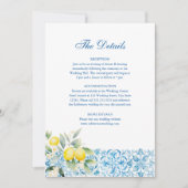 Italienische Blue Tiles and Lemons Wedding Details Einladung (Vorderseite)
