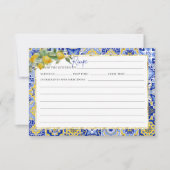 Italienische Blue Tiles Citrus Lemon Rezept Card Einladung (Vorderseite)