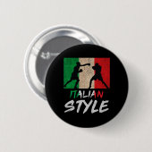 Italienische Boxstil Italien Boxmännchen Button (Vorne & Hinten)