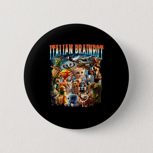 Italienische Brainrot-Charaktere Lustiges Meme Bel Button (Vorderseite)