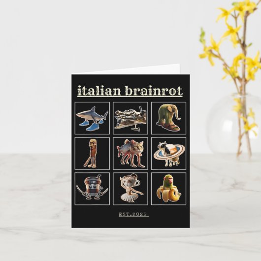Italienische Brainrot-Charaktere Meme Gen Z Funny Karte (Gelbe Blume)