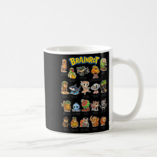 Italienische Brainrot Meme Charaktere über absurde Kaffeetasse
