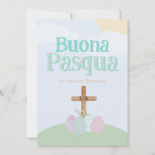 Italienische Buona Pasqua Pastell-Osterhaseneier u Feiertagskarte