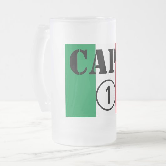 Italienische Chefs: Capo Numero UNO Mattglas Bierglas (Vorderseite Links)