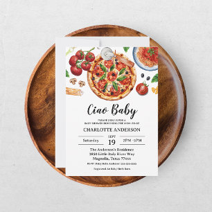 Italienische Ciao Baby Pizza Roter Babyshower Einladung