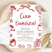 Italienische Ciao Bambina Girl Whimsical Baby Dusc Einladung