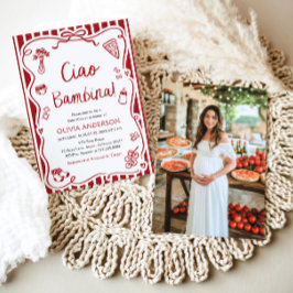 Italienische Ciao Bambina Girl Whimsical Baby Dusc Einladung