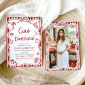 Italienische Ciao Bambina Girl Whimsical Baby Dusc Einladung