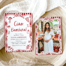 Italienische Ciao Bambina Girl Whimsical Baby Dusc Einladung