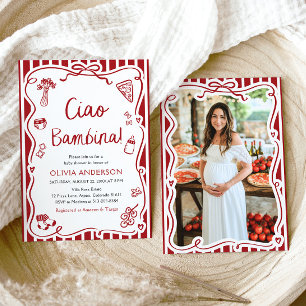 Italienische Ciao Bambina Girl Whimsical Baby Dusc Einladung