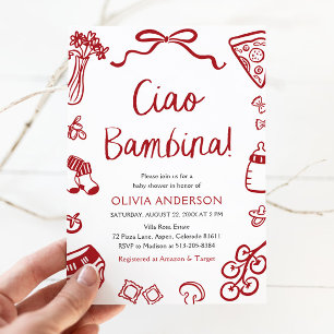 Italienische Ciao Bambina Mädchen Whimsical Babypa Einladung
