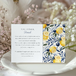 Italienische Citrus & Blue Azulejo Hochzeitsinform Begleitkarte
