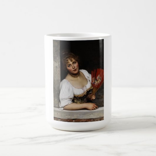 Italienische Dame mit einem roten Fan Kaffeetasse (Mittel)