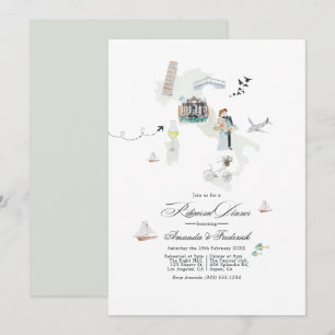 Italienische Destination Hochzeitsprobe Dinner Einladung