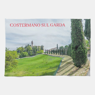 Italienische Dorfkirche Blick Teetuch Geschirrtuch