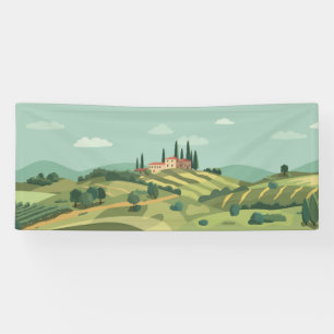 Italienische Dorflandschaft Cartoon Banner