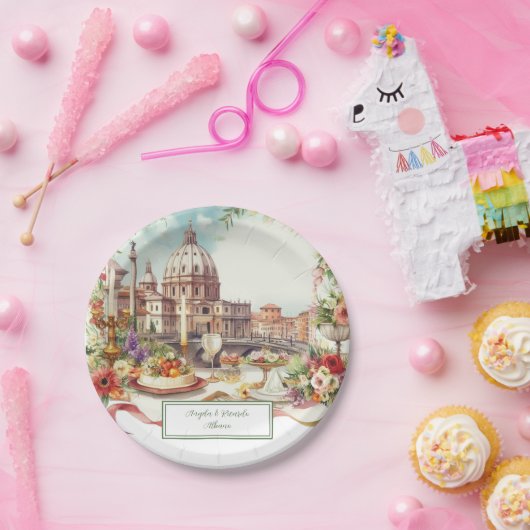 Italienische Einladung Hochzeitsessen in Italien Pappteller (Party)