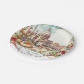 Italienische Einladung Hochzeitsessen in Italien Pappteller (Schrägansicht)