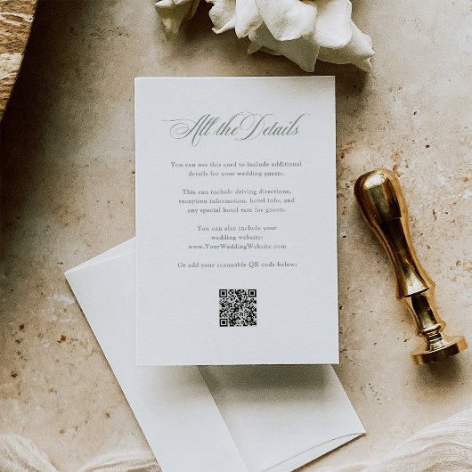 Italienische Eleganz | Angaben zum Hochzeitgast QR Begleitkarte
