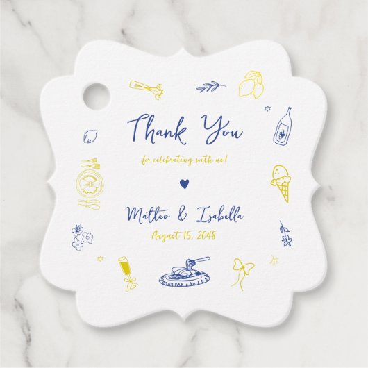 Italienische Engagement Party oder Hochzeit Danke Geschenkanhänger (Vorderseite)
