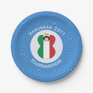Italienische Engel-Flagge für Chanukka Pappteller