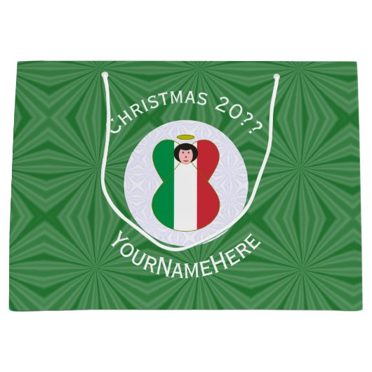 Italienische Engel-Weihnachtsfahne Personalisiert Große Geschenktüte (Vorderseite)