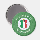 Italienische Engel-Weihnachtsfahne Personalisiert Magnet (Vorderseite/Rückseite)