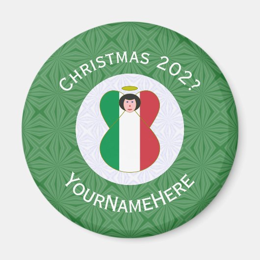 Italienische Engel-Weihnachtsfahne Personalisiert Magnet (Vorne)