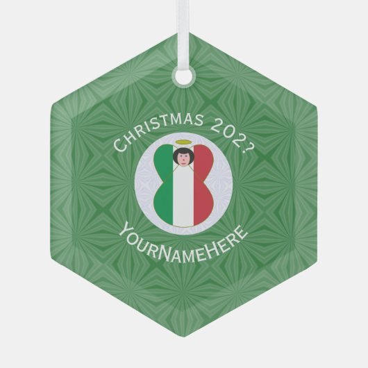 Italienische Engel-Weihnachtsfahne Personalisiert Ornament Aus Glas (Vorderseite)
