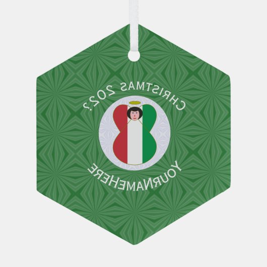 Italienische Engel-Weihnachtsfahne Personalisiert Ornament Aus Glas (Rückseite)