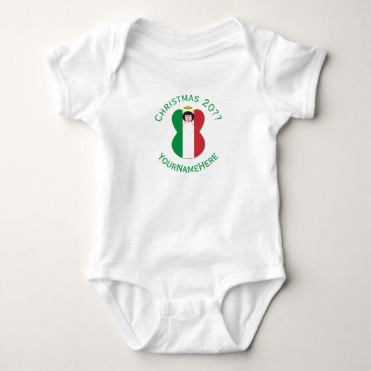 Italienische Engel-Weihnachtsflagge Personalisiert Baby Strampler (Vorderseite)