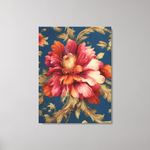 Italienische exquisite Vintage-Großblumen Leinwanddruck