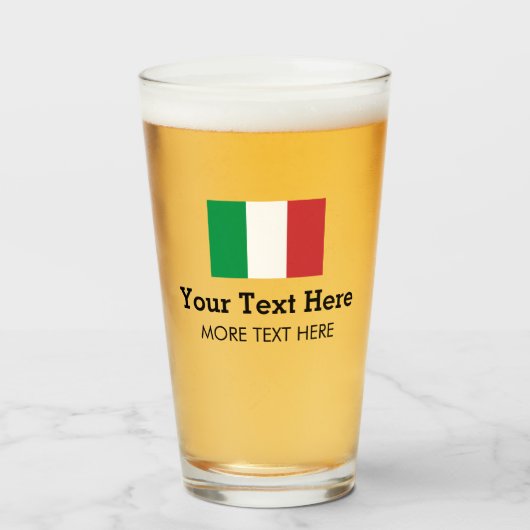 Italienische Fahne Bierglas-Geschenk mit eigenem T Glas (Vorne (Gefüllt))