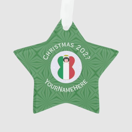 Italienische Fahne Weihnachten Engel Name Jahr Sta Ornament (Rückseite)