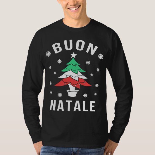 Italienische Fahne Weihnachtsbaum Buon Natale T-Shirt (Vorderseite)