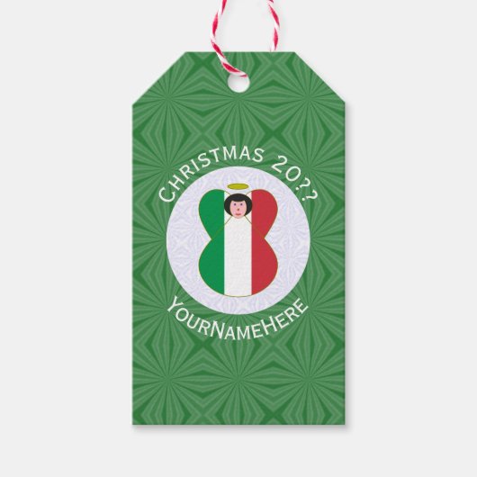 Italienische Fahne Weihnachtsgel Personalisiert Geschenkanhänger (Vorderseite)