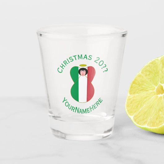 Italienische Fahne Weihnachtsgel Personalisiert Schnapsglas (Vorderseite)
