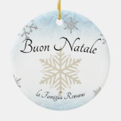 Italienische Familie Buon Natale Weihnachtsschneef Keramik Ornament (Hinten)