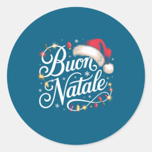 Italienische Familien-Weihnachtslichter Rote Santa Runder Aufkleber