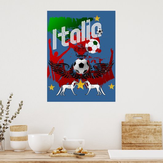 Italienische Fans calcio Azzurri Italien Sportfans Poster (Küche)