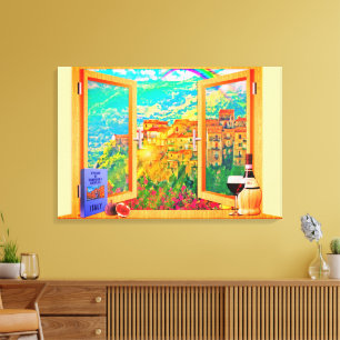 Italienische Fenster-Leinwand-Wandkunst Leinwanddruck