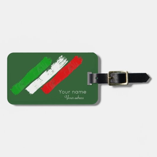 Italienische flag.brush Anschläge. Name .text. Gepäckanhänger (Vorderseite horizontal)