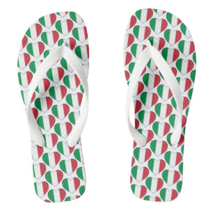 Italienische Flag Farben Herz Muster Patriotisch Badesandalen