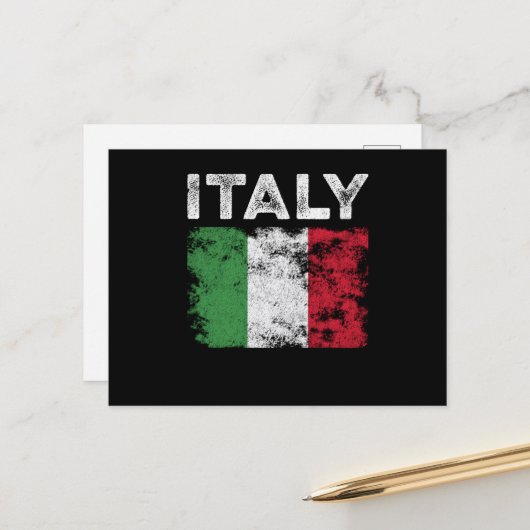 Italienische Flagge beschädigt - italienische Flag Postkarte (Vorderseite/Rückseite Beispiel)