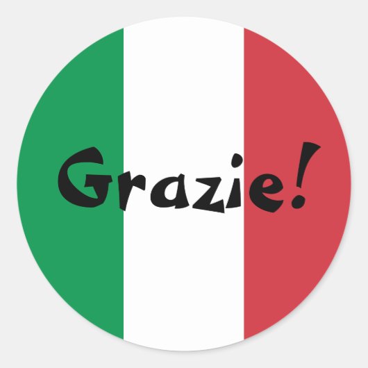 Italienische Flagge Danke Grazie! Runder Aufkleber (Vorderseite)