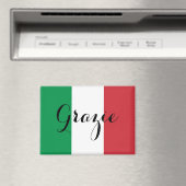 Italienische Flagge Elegante Kalligrafie Grazie Magnet (In Situ (Geschirrspüler))