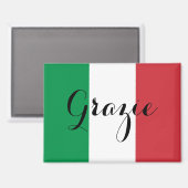 Italienische Flagge Elegante Kalligrafie Grazie Magnet (Vorderseite/Rückseite)