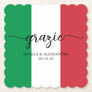 Italienische Flagge Elegante Kalligrafie Grazie Untersetzer